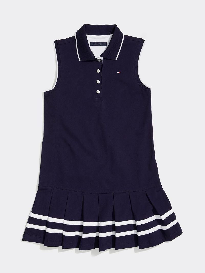 Lány Tommy Hilfiger Big Ujjatlan Pleated Dresses Szürke | HU 1733TCE